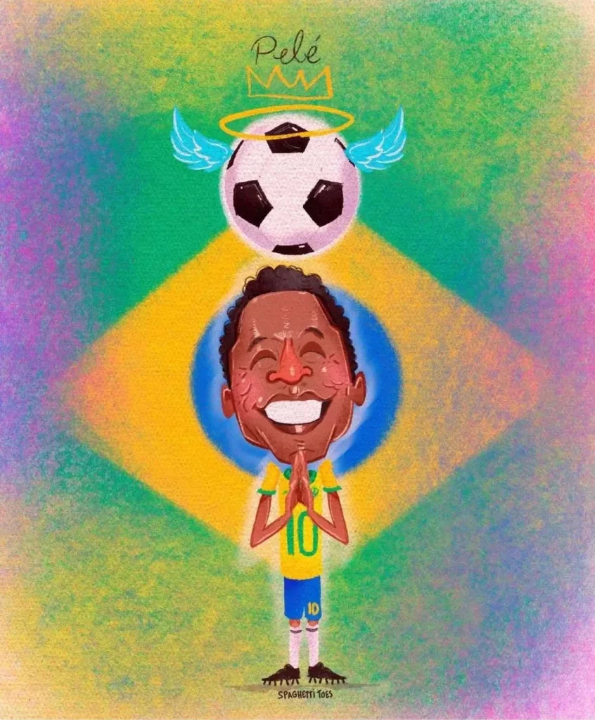 Illustration faite par Martin Bruckner du footballeur Pelé.